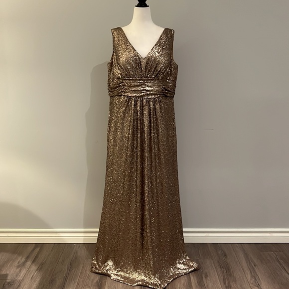 Christina Wu Dresses & Skirts - Christina Wu Celebration Long A-Line Bronze Sequins Dress